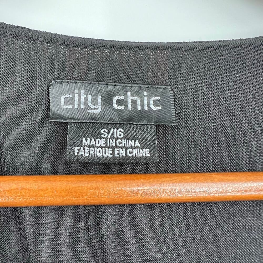 City Chic Amber Faux Wrap Dress Striped Batwing striped plus size small / 16 - Picture 7 of 9